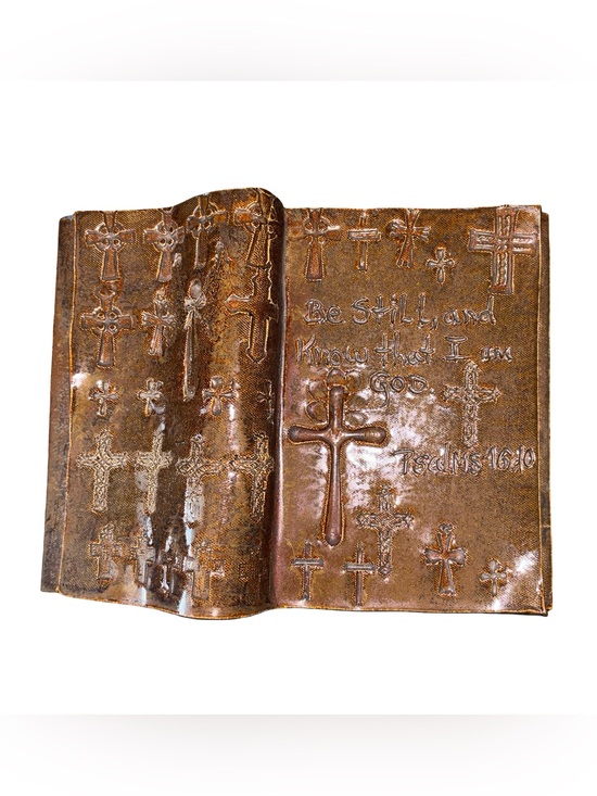 Kay Ethridge Other - Kay Ethridge 2004 Signed Ceramic Pottery Bible Book Psalm 46:10 Cross Religious